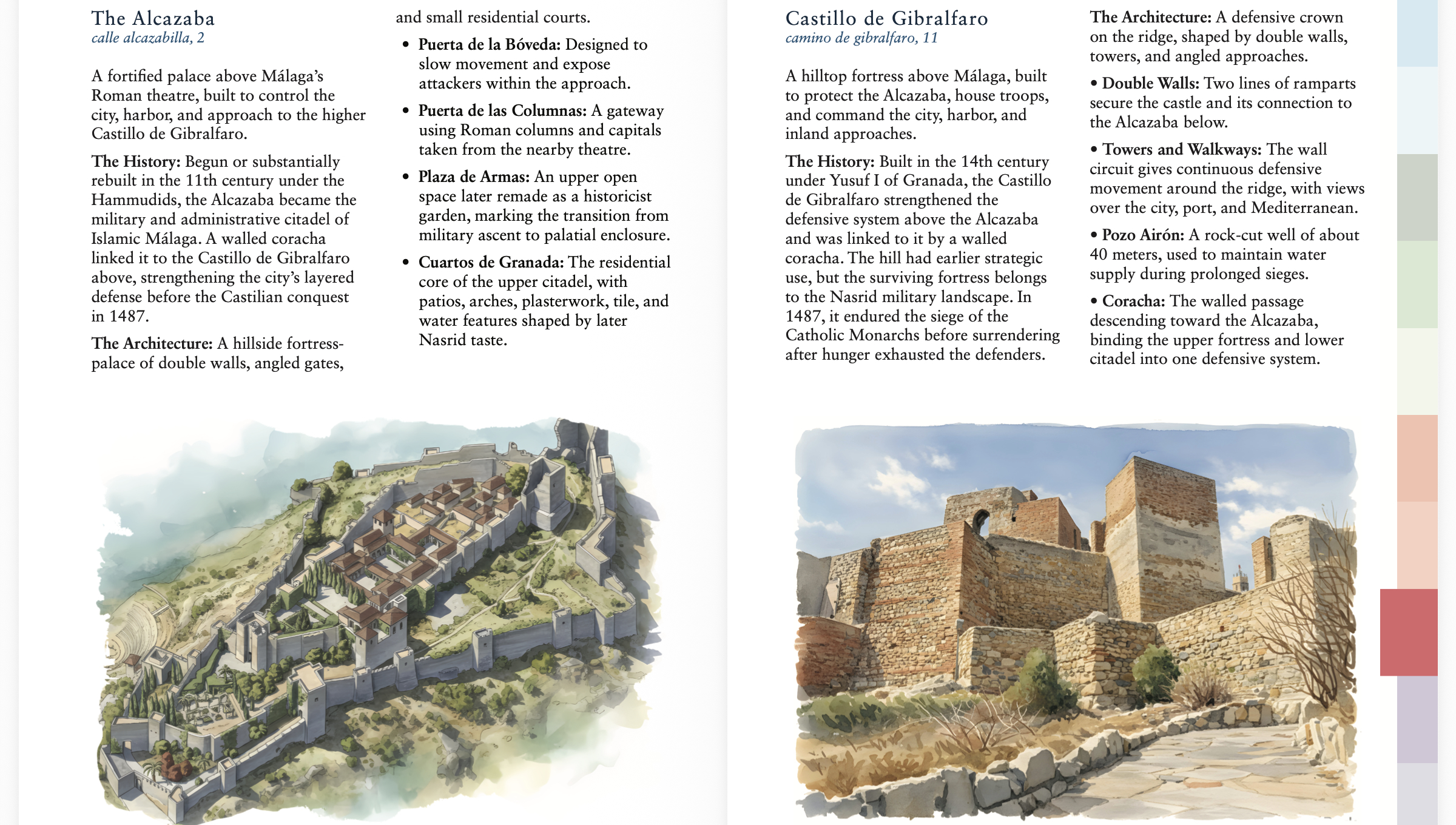 Málaga monuments illustration